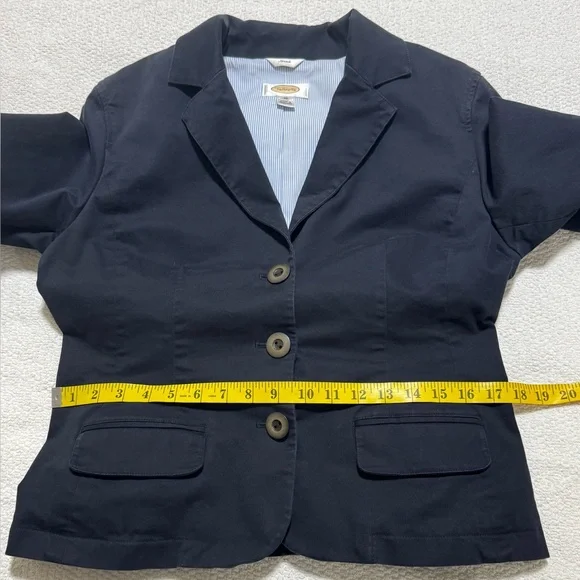 Talbots Stretch Size 10 Navy Blue Cotton Short Blazer - Picture 8 of 13